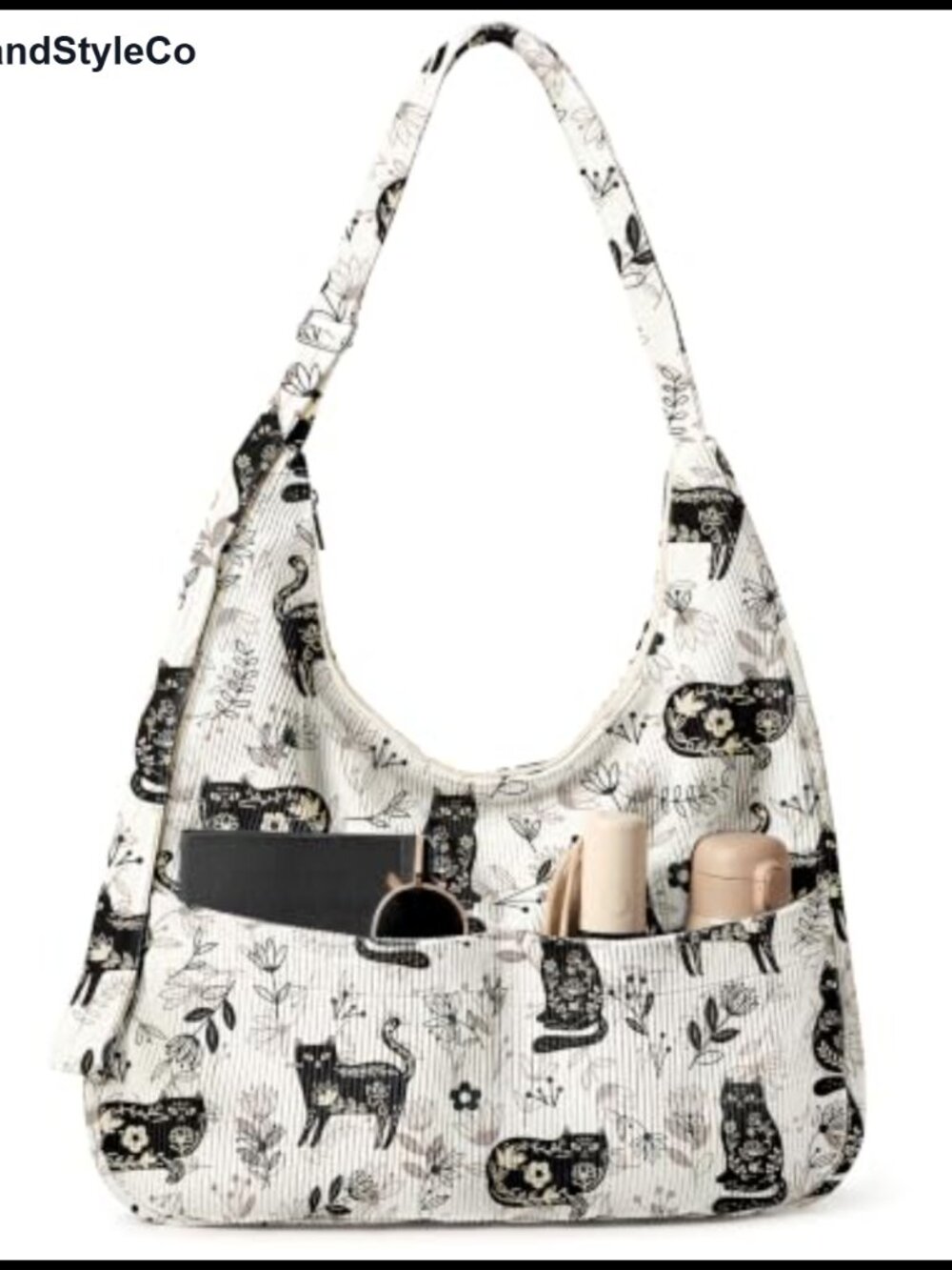 Large Corduroy Hobo Bag Women Slouchy Shoulder Crossbody Tote with Zipper